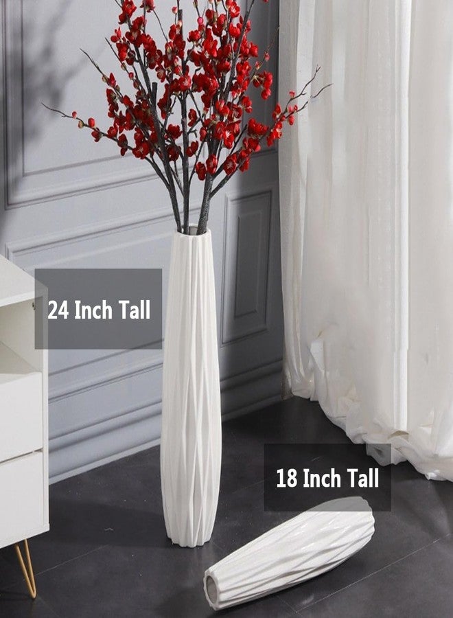 Tuioyoc White Ceramic Vase, 18" Tall Vase for Floor Table Decorative Large Vases for Living Room Modern Home Decor Office Bedroom, Big Standing Flower Vase with Glossy Glaze - Image 5